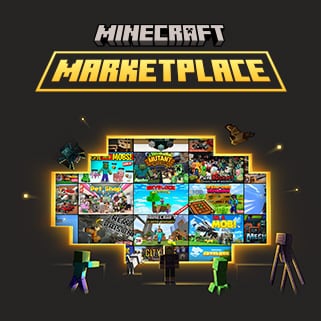 Minecraft characters look at various new content available on the marketplace