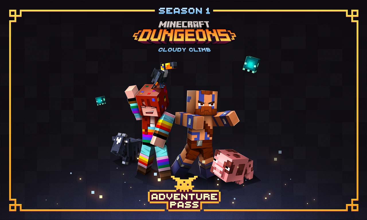 Minecraft Dungeons Cloudy Climb key art, labeled as Season 1