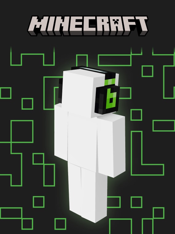 A Minecraft character wearing headphones