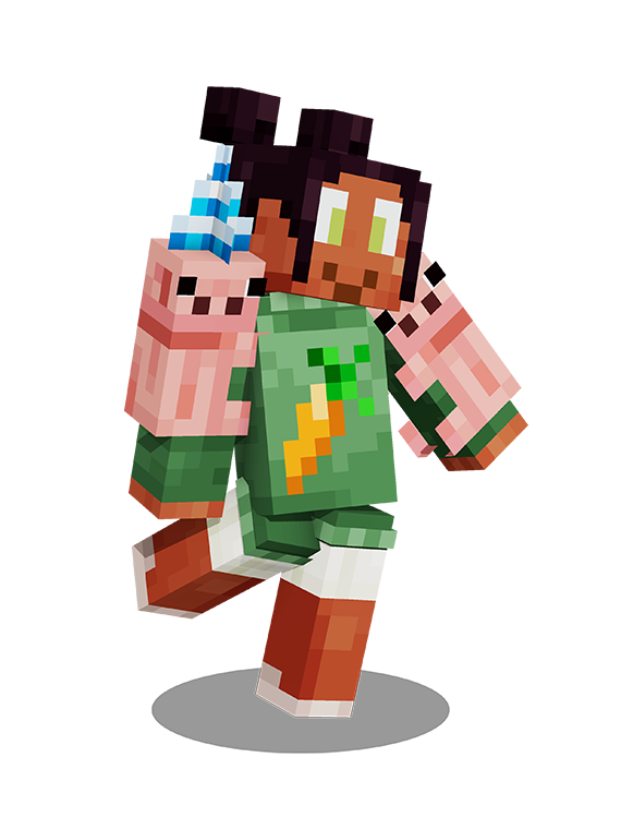 A Minecraft character wearing a Pig Sleeve Sweater