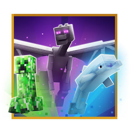 A Creeper, Ender Dragon, and a Dolphin